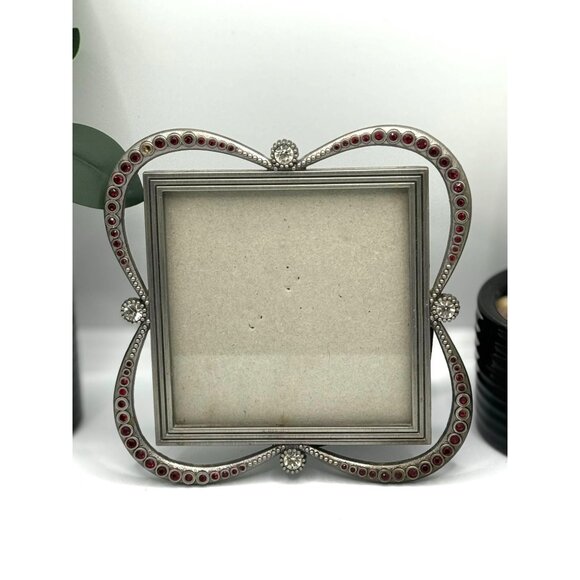 Elsa L Inc Jeweled Pewter Metal Picture Frame Holds 3.5X3.5 Photo - Picture 2 of 6